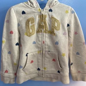 Girls 5T Gap Hoodie W/Heart Designs. Great Shape!!